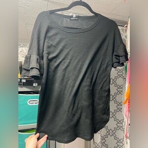 No Boundaries Black Ruffle Sleeve Blouse